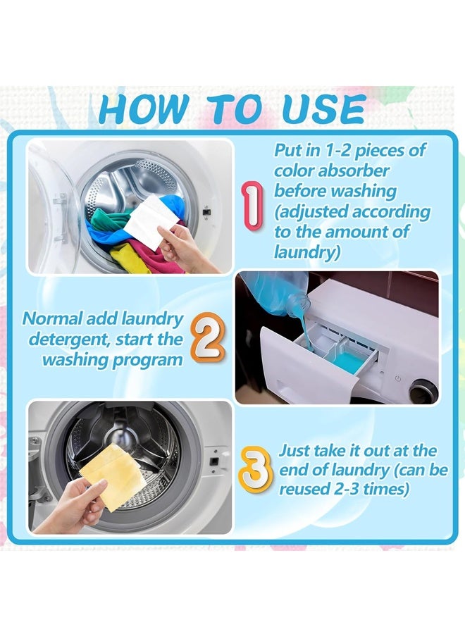 200 قطعة من مناديل امتصاص الألوان، مانعة لتسرب الصبغة، مناسبة لغسيل الملابس، تمنع بهتان الألوان، تسمح بغسل الملابس البيضاء والملونة معاً، خالية من العطور والمبيضات. - Image 3